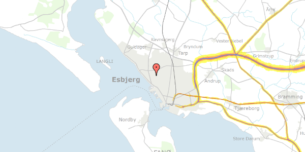 Trafikstøjkort på Guldbergs Alle 32, 6710 Esbjerg V