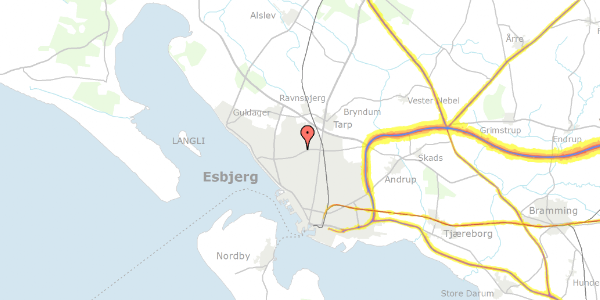 Trafikstøjkort på Hans Egedes Vej 28, 6715 Esbjerg N