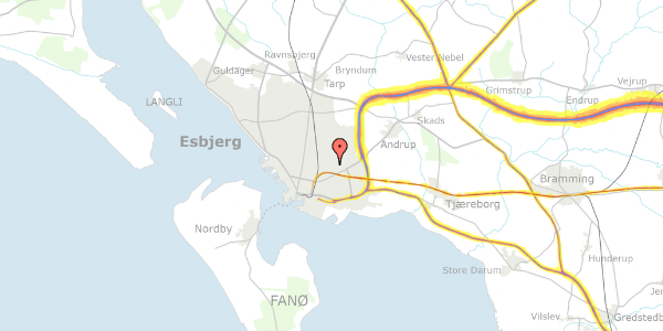 Trafikstøjkort på Hermodsvej 13, 2. th, 6705 Esbjerg Ø