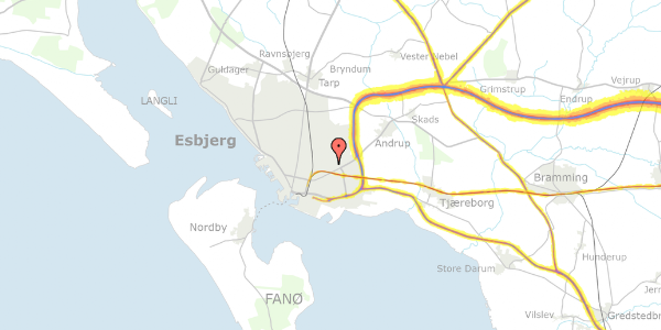 Trafikstøjkort på Hermodsvej 47, 1. th, 6705 Esbjerg Ø