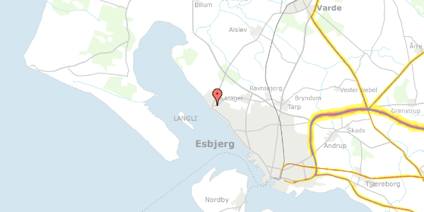 Trafikstøjkort på Hjerting Byvej 6, 6710 Esbjerg V