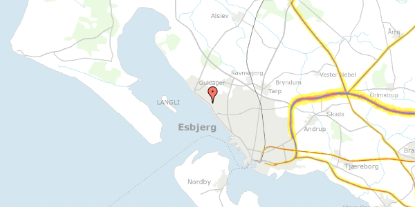 Trafikstøjkort på Hjerting Strandvej 175, 6710 Esbjerg V