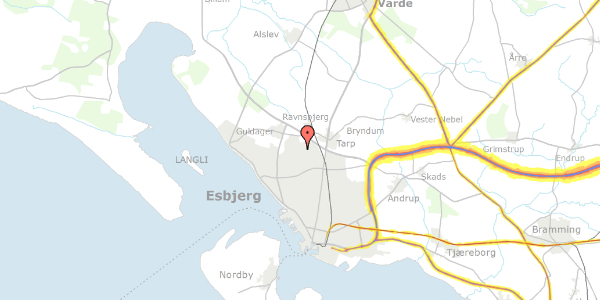 Trafikstøjkort på Jupitervænget 55, 6710 Esbjerg V