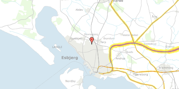 Trafikstøjkort på Jupitervænget 71, 6710 Esbjerg V