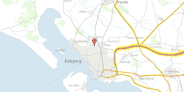 Trafikstøjkort på Krebsens Kvarter 65, 6710 Esbjerg V