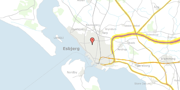 Trafikstøjkort på Krebseparken 28, 6710 Esbjerg V