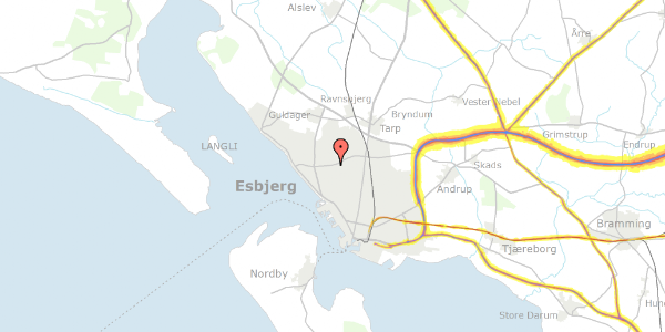 Trafikstøjkort på Krebseparken 127, 6710 Esbjerg V