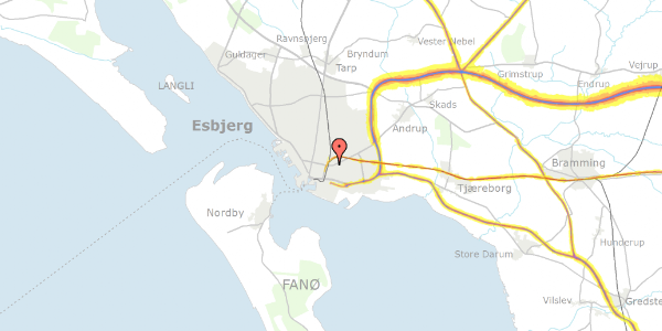 Trafikstøjkort på Lyngbyes Alle 2, 6700 Esbjerg