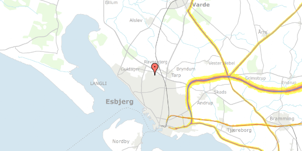 Trafikstøjkort på Løvens Kvarter 72, 6710 Esbjerg V