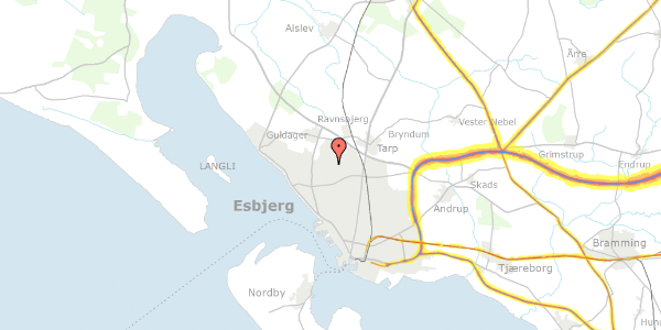 Trafikstøjkort på Marsvænget 11, 6710 Esbjerg V