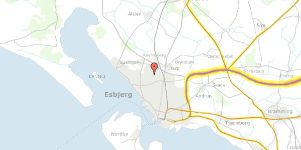 Trafikstøjkort på Marsvænget 58, 6710 Esbjerg V