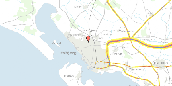 Trafikstøjkort på Marsvænget 75, 6710 Esbjerg V