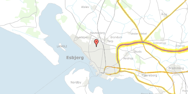 Trafikstøjkort på Marsvænget 83, 6710 Esbjerg V