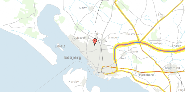 Trafikstøjkort på Marsvænget 90, 6710 Esbjerg V