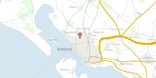 Trafikstøjkort på Merkurvænget 28, 6710 Esbjerg V