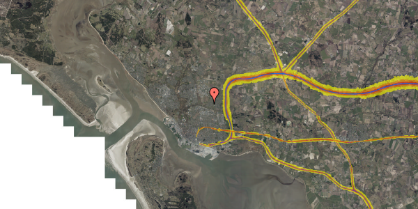 Trafikstøjkort på Morbærlunden 40, 6705 Esbjerg Ø