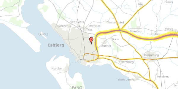 Trafikstøjkort på Morbærlunden 66, 6705 Esbjerg Ø