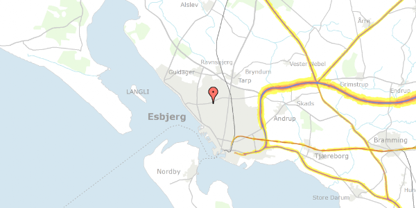 Trafikstøjkort på Norddalsvej 74, 6710 Esbjerg V
