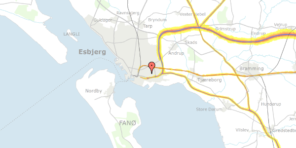 Trafikstøjkort på Ribegade 123, 6700 Esbjerg