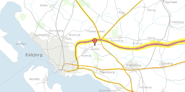 Trafikstøjkort på Skads Byvej 61, 6705 Esbjerg Ø