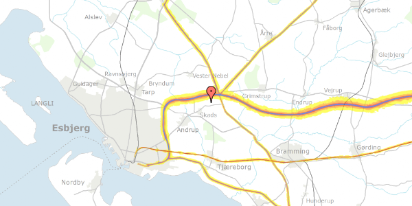 Trafikstøjkort på Skads Byvej 84, 6705 Esbjerg Ø