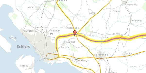 Trafikstøjkort på Skads Byvej 95, 6705 Esbjerg Ø