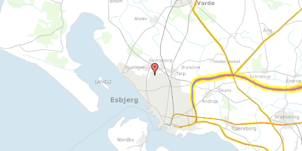 Trafikstøjkort på Skyttens Kvarter 75, 6710 Esbjerg V