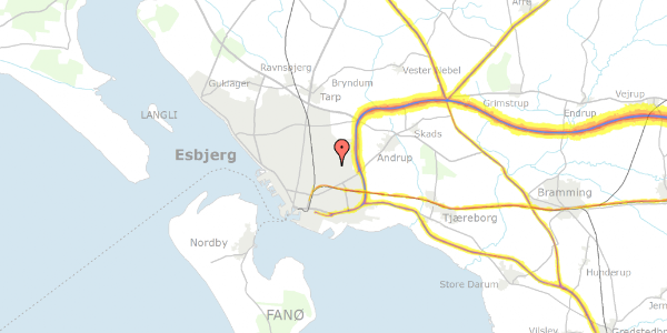 Trafikstøjkort på Spangsbjerg Møllevej 299, st. th, 6705 Esbjerg Ø