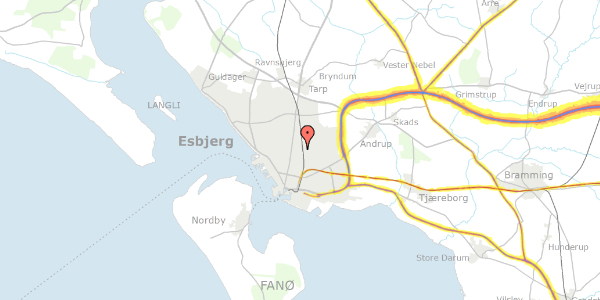 Trafikstøjkort på Spangsbjerghaven 254, 6700 Esbjerg