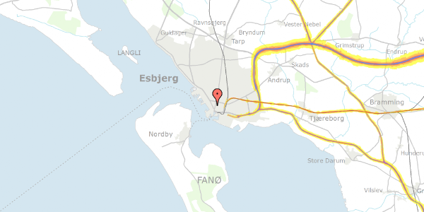 Trafikstøjkort på Strandbygade 30, 2. th, 6700 Esbjerg