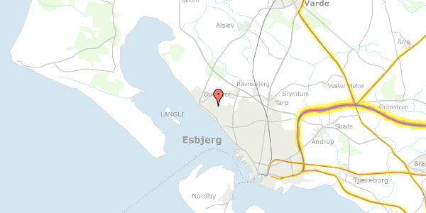 Trafikstøjkort på Styrmandsvænget 108, 6710 Esbjerg V