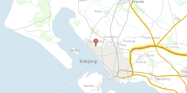 Trafikstøjkort på Styrmandsvænget 258, 6710 Esbjerg V