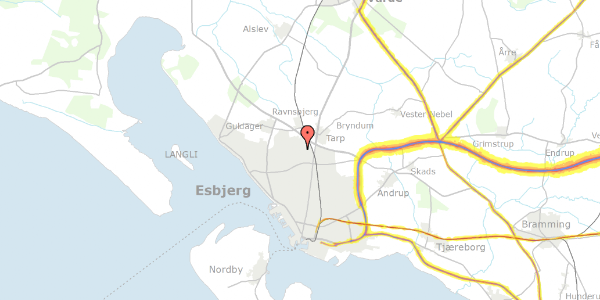 Trafikstøjkort på Thulevej 5, 6715 Esbjerg N