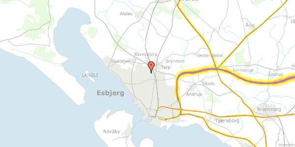 Trafikstøjkort på Thulevej 8, 6715 Esbjerg N