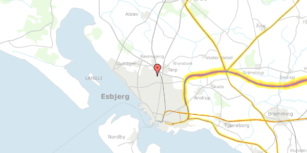 Trafikstøjkort på Thulevej 30, 6715 Esbjerg N