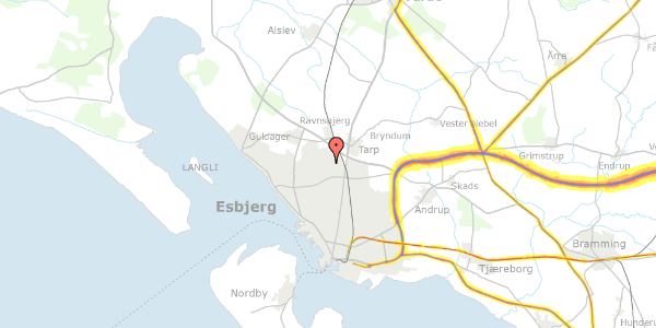 Trafikstøjkort på Thulevej 32, 6715 Esbjerg N