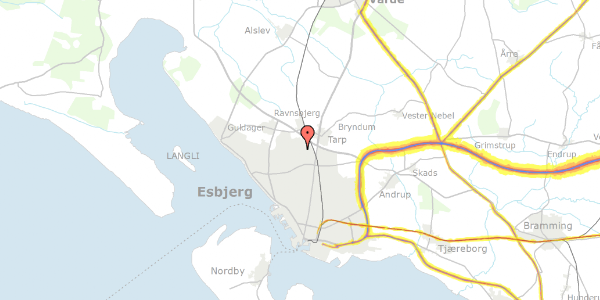 Trafikstøjkort på Thulevej 53, 6715 Esbjerg N