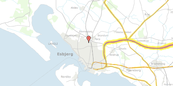 Trafikstøjkort på Thulevej 90, 6715 Esbjerg N