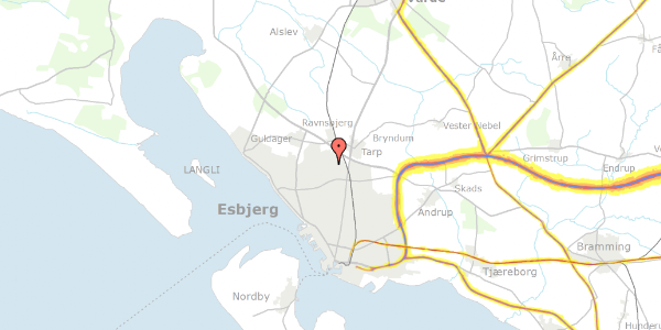 Trafikstøjkort på Thulevej 328, 6715 Esbjerg N