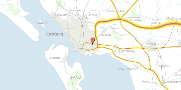 Trafikstøjkort på Tinghøjs Alle 22C, 1. th, 6700 Esbjerg