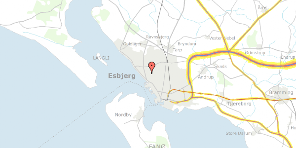 Trafikstøjkort på Tjørne Alle 15, 6710 Esbjerg V