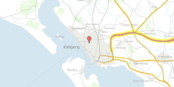 Trafikstøjkort på Tåsingevej 2, 6710 Esbjerg V