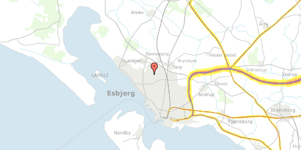 Trafikstøjkort på Venusvænget 14, 6710 Esbjerg V