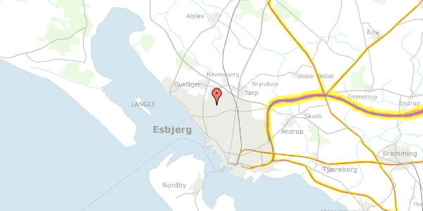 Trafikstøjkort på Venusvænget 65, 6710 Esbjerg V