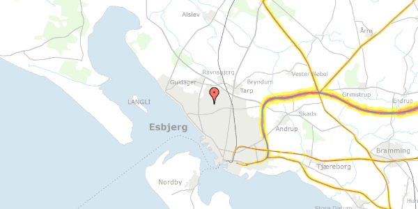 Trafikstøjkort på Venusvænget 107, 6710 Esbjerg V