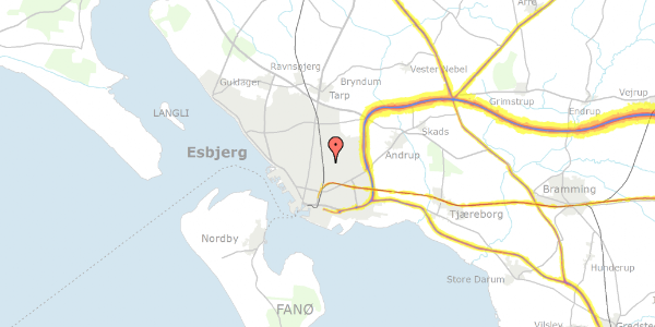 Trafikstøjkort på Vibevej 69, 6705 Esbjerg Ø