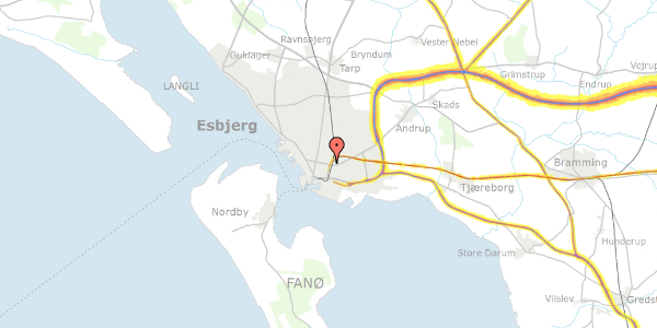 Trafikstøjkort på Østergade 79, 6700 Esbjerg