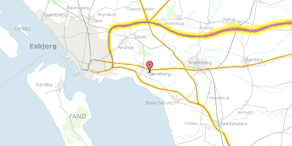 Trafikstøjkort på Østre Strandvej 24, 6731 Tjæreborg