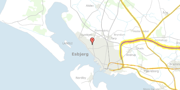 Trafikstøjkort på Åmosevænget 29, 6710 Esbjerg V