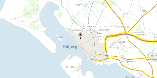 Trafikstøjkort på Åmosevænget 37, 6710 Esbjerg V